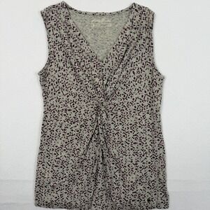 Eddie Bauer Outdoor Twist Front V-Neck Sleeveless Top Gray Purple Geometric S